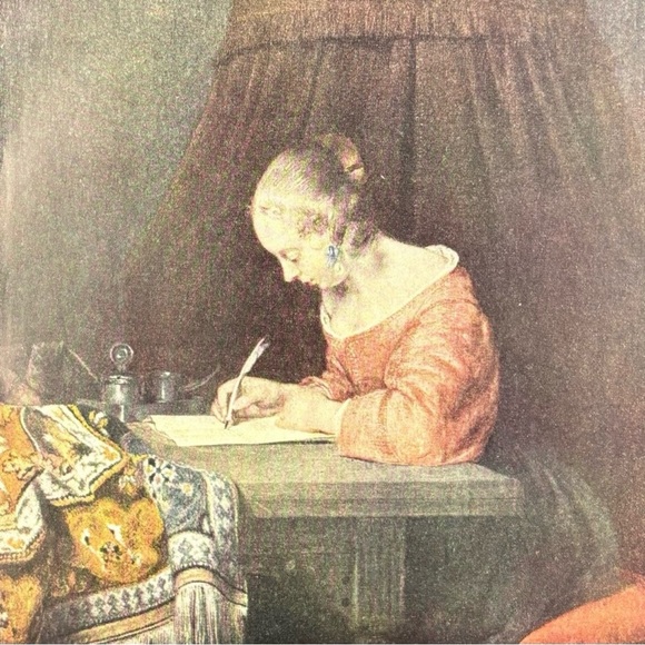 Gerard Terburg TER BORCH The Letter Original Vintage Fine Art Print 1930’s Dutch - Picture 5 of 7